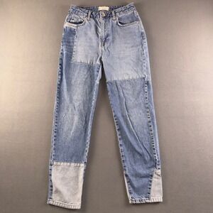 We The Free People‎ Patchwork Jeans Blue Multi Tone Straight Leg Womens Size 26